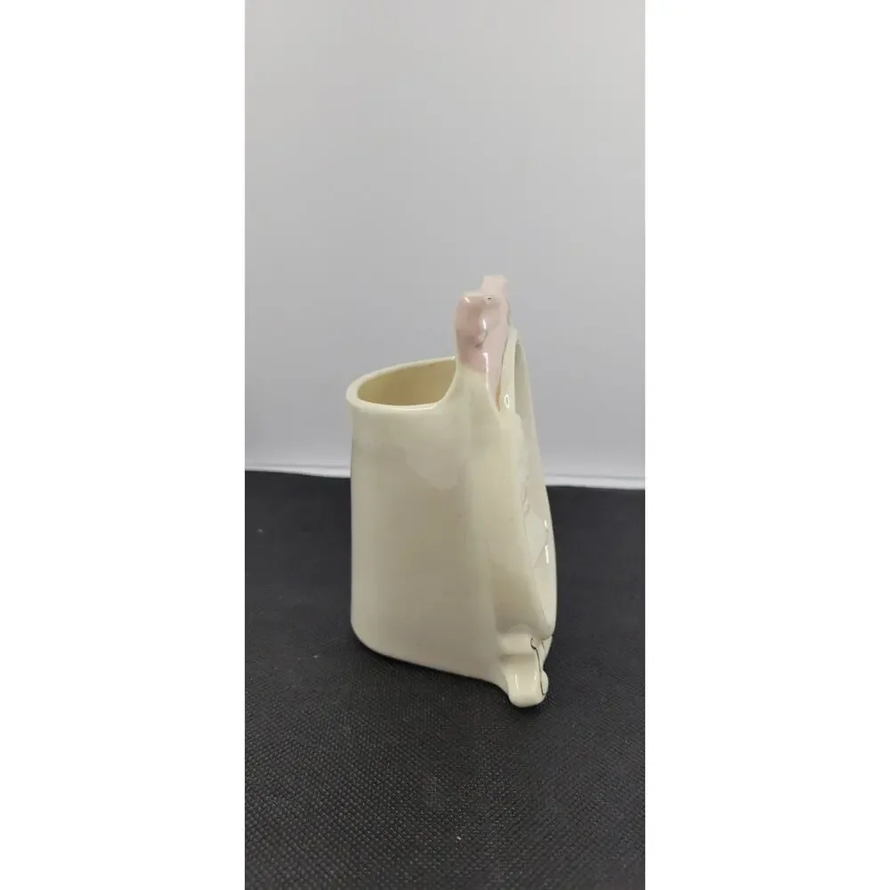 Vintage Victorian Style Cameo Ceramic Vase Planter Pink Gold Trim Shabby Chic